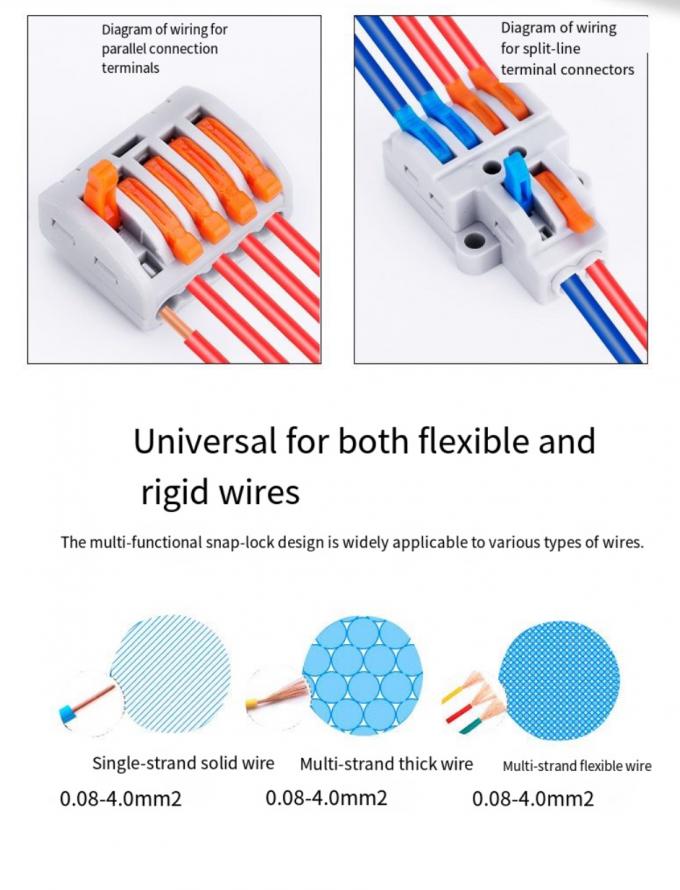 LED 조명 와이어 커넥터 빠른 1in-2-out 터미널 블록 2in-4-out 와이어 스플리터 3in-6-out 터미널 박스 4
