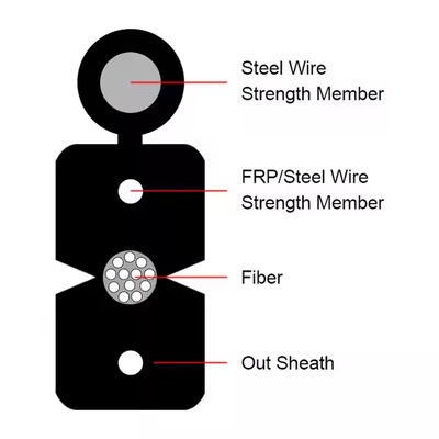 FTTH Outdoor Drop Cable 1 4 Core with Steel Messenger LSZH Sheath
