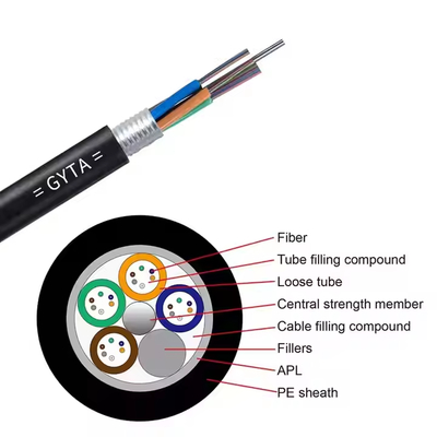 Outdoor Armored Fiber Optic Cable GYTS GYTA 12 16 24 36 48 96 144 288 Cores Overhead Underground Duct