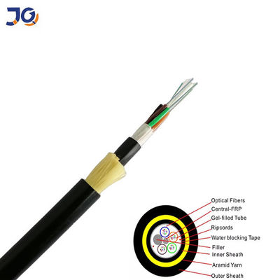 Adss 단일 모드 항공 광섬유 케이블 6 8 12 24 48 코어 케이블 Adss G652D G657A1 야외 광섬유 케이블