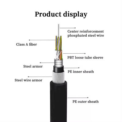 72 코어 GYTA33 직접 매장 잠수함 광섬유 케이블 설치류 방지 장갑 광섬유 케이블