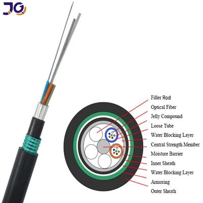 듀플 자켓 24 코어 직사장 장갑 강철 테이프 광섬유 케이블 GYTA53