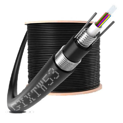 항공 광섬유 케이블 GYXTW 4-24 코어 싱글 모드 G652D 8.0mm 케이블 OD 1MM 강도 철선