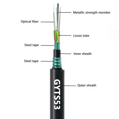 공장 재고 야외 이중 장갑 GYTS53-96 코어 광섬유 케이블 이중 자켓 G652D 당일 배송