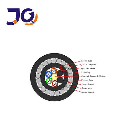 방수성 항 설치류 철선 장갑 지하 설치 광섬유 케이블 GYFTY33 48F 96F