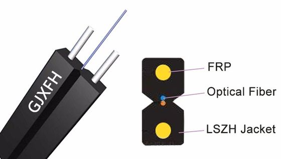 FTTH 광섬유 낙하 케이블 실내 GJXFH 2 FRP 철선 강도 구성원