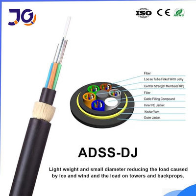 PE는 48 핵심 자립하 ADSS 광섬유 케이블을 입힙니다