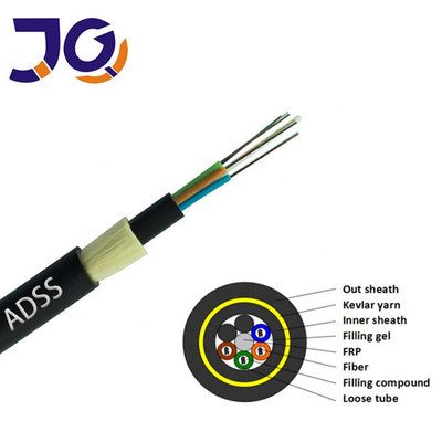 24 핵심 G652D ADSS 광섬유 케이블 공기 12 48 96 144 핵심 통신 케이블